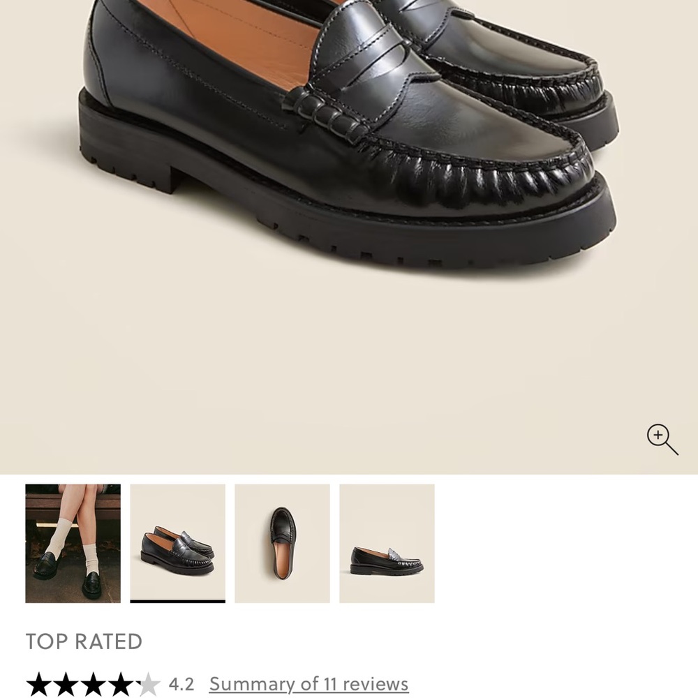 J.Crew Winona Lug-Sole Penny Loafers in Italian Spazzolato Leather Size 8 NWOB